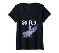 Femme Pigeon Racing Observation d'oiseaux Éleveur de Pigeons Passionné d'oiseaux So Fly T-Shirt avec Col en V