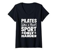 Femme Pilates comme un vrai sport seulement plus dur T-Shirt avec Col en V