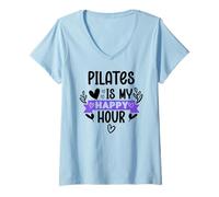 Femme Pilates is My Happy Hour in Pilates Era Pilates Instructor T-Shirt avec Col en V