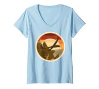 Femme Pilote d'avion RC modèle planeur T-Shirt avec Col en V