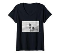 Femme Pilote de Course James Hunt Jogging avec Son Chien 1979 T-Shirt avec Col en V