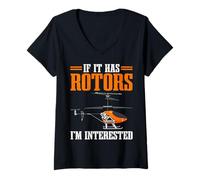 Femme Pilote RC Humour RC Hélicoptère Hobby Pilots T-Shirt avec Col en V