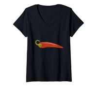 Femme Piment de Cayenne T-Shirt avec Col en V