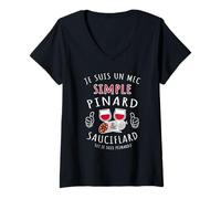 Femme Pinard & Sauciflard Recette Ultime du Mec Simple à l'Apéro T-Shirt avec Col en V