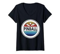 Femme Pinball Arcade Rétro Jeux Couleurs T-Shirt avec Col en V