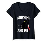 Femme Pinch Me and Die T-Shirt avec Col en V