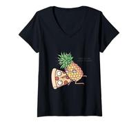 Femme Pineapple Belongs on Pizza T-Shirt avec Col en V