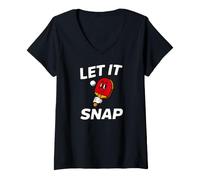 Femme Ping Pong Table Tennis Let It Snap Retro Paddle T-Shirt avec Col en V
