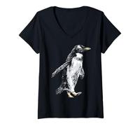 Femme Pingouin Art Motif Lover Animal Lover North Pole Graphic Kawaii T-Shirt avec Col en V