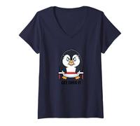 Femme Pingouin Insolite surmonter Les Obstacles T-Shirt avec Col en V