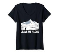 Femme Pingouin, mais Pourquoi me diriger vers Les Montagnes, Laisse-Moi Tranquille T-Shirt avec Col en V