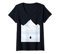 Femme Pingouin nihiliste Qui quitte la colonie, mais Pourquoi ? T-Shirt avec Col en V