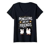 Femme Pingouin Pingouins are My Friends Animal Pingouin T-Shirt avec Col en V