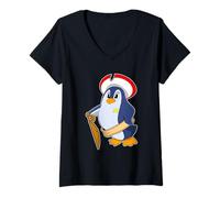 Femme Pingouin Pirate Épée T-Shirt avec Col en V