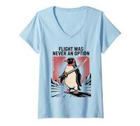 Femme Pingouin Sarcastique Mignon avec épée vol n'a jamais été Une Option T-Shirt avec Col en V