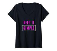 Femme Pink As Simple As It Gets Pink Graphic T-Shirt avec Col en V