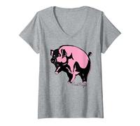 Femme Pink Floyd Flying Pig Classic Rock Band Icône T-Shirt avec Col en V