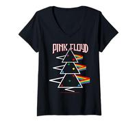 Femme Pink Floyd Rainbow Prism Triangle Stack Psychédélique T-Shirt avec Col en V