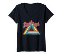 Femme Pink Floyd Triangle Prisme Arc-en-Ciel Rock psychédélique T-Shirt avec Col en V