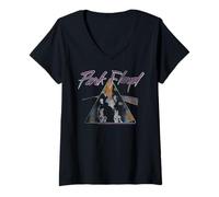 Femme Pink Floyd Vintage Triangle Band Portrait Psychédélique Rock T-Shirt avec Col en V