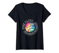Femme Pink Floyd WYWH50 Poignée de Main Welcome to The Machine T-Shirt avec Col en V