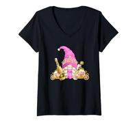 Femme Pink GNOME Princess Graphic for Girls Trip Funny Birthday T-Shirt avec Col en V