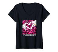 Femme Pink Out Here Being Cute Pink Graphic T-Shirt avec Col en V