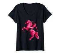 Femme Pink Vampire Cowboy Riding Pony Weird Nude Surreal Humour T-Shirt avec Col en V