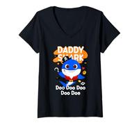 Femme Pinkfong Baby Shark Daddy Shark Officiel Halloween T-Shirt avec Col en V