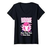 Femme Pinkfong Baby Shark Mommy Shark Officiel T-Shirt avec Col en V
