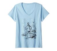 Femme Pinocchio - Noir/Blanc T-Shirt avec Col en V