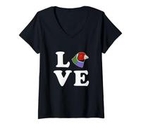 Femme Pinson de Gouldia Love Estrildidae T-Shirt avec Col en V