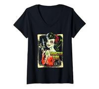 Femme Pinup gothique pour fille, monstre, zombie, rockabilly T-Shirt avec Col en V