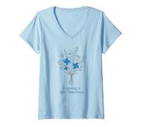Femme Pinwheel Bleu pour Une Sensibilisation à la maltraitance des Enfants T-Shirt avec Col en V