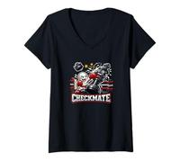 Femme Pion de Boxe d'échecs Lourd Contre Roi Checkmate T-Shirt avec Col en V