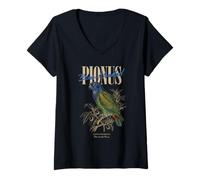 Femme Pionus Vintage à tête Bleue Observation des Oiseaux Nature Amour Oiseaux T-Shirt avec Col en V