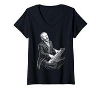Femme Piotr Ilitch Tchaïkovski Composser Pianiste T-Shirt avec Col en V