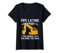 Femme Pipe Laying Expert The Deeper I Go The More You Owe T-Shirt avec Col en V