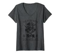 Femme Pirate Blackbeard All For Rum For All Talk Like a Pirate Day T-Shirt avec Col en V