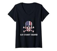 Femme Pirates de la Garde côtière américaine T-Shirt avec Col en V