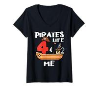 Femme Pirates Life for Me 4 Years Old Bday Boys Kids T-Shirt avec Col en V