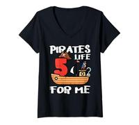Femme Pirates Life for Me 5 Years Old Bday Boys Kids T-Shirt avec Col en V