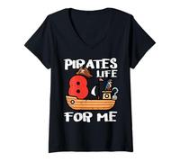 Femme Pirates Life for Me 8 Years Old Bday Boys Kids T-Shirt avec Col en V