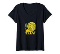 Femme Pissenlit Lion Amusant Fleur Jeu de Mots fantaisiste Animal Nature T-Shirt avec Col en V