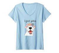 Femme Pit Bull drôle, Chien drôle, Maman Chien T-Shirt avec Col en V