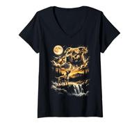 Femme Pit Bull Howling to The Moon American Pit Bull Terrier T-Shirt avec Col en V