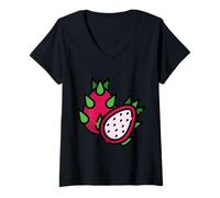 Femme Pitahaya : Pitahaya Tropical aux Fruits du Dragon T-Shirt avec Col en V