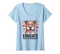 Femme Pitbull Pittie Advocate - Éduquer et ne pas discriminer T-Shirt avec Col en V