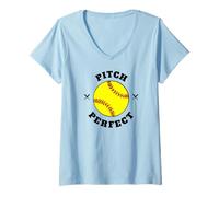 Femme Pitch Softball Parfait T-Shirt avec Col en V