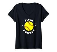 Femme Pitch Softball Parfait T-Shirt avec Col en V
